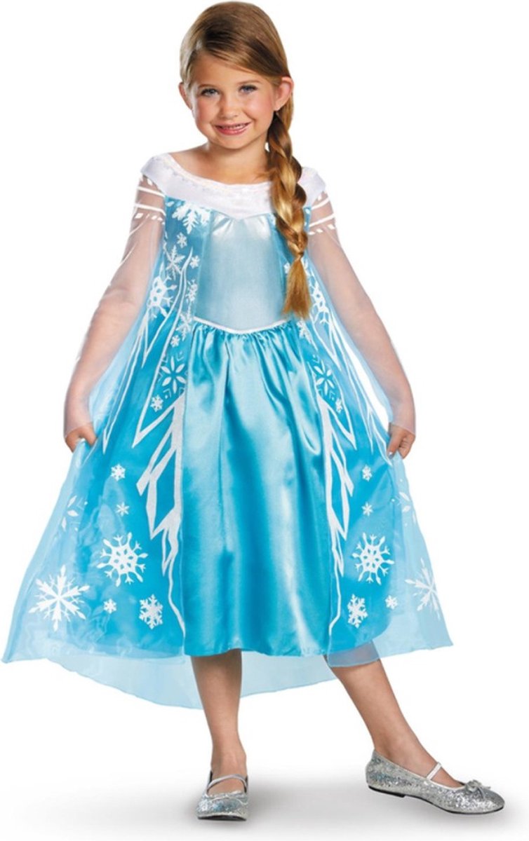 Smiffys - Disney Frozen Elsa Deluxe Kostuum Jurk Kinderen - Kids tm 4 jaar - Blauw