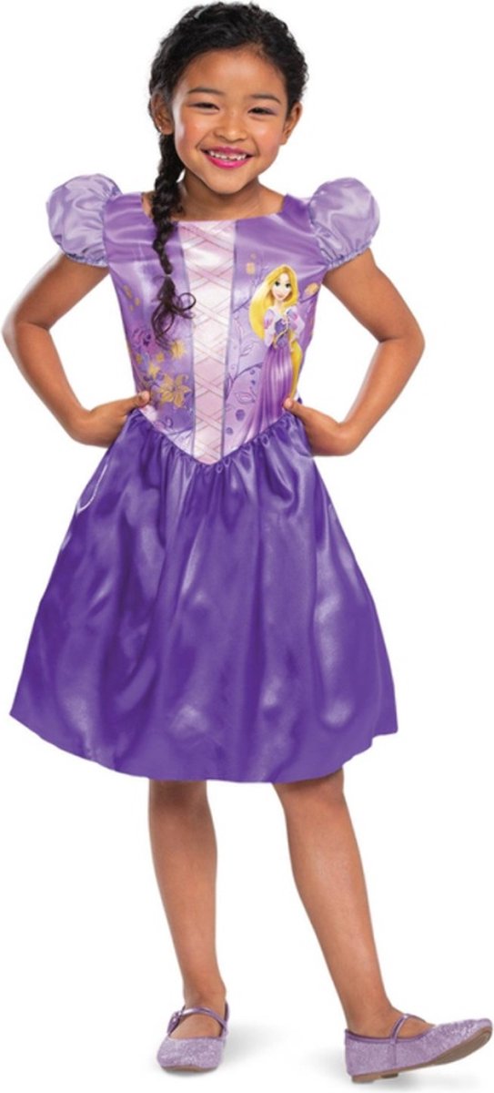 Smiffys - Disney Tangled Rapunzel Basic Plus Kostuum Jurk Kinderen - Kids tm 4 jaar - Paars/Roze