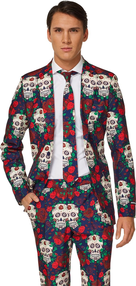 Suitmeister Day of the Dead - Heren Halloween Kostuum - Gekleurd - Horror - Maat S