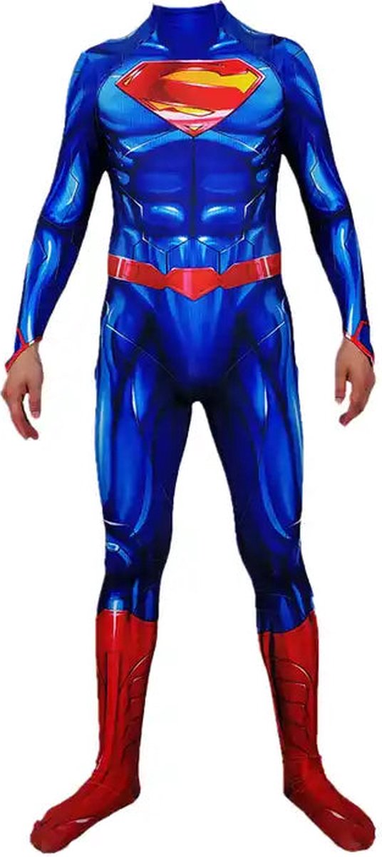 Superheldendroom - Superman met cape - 128/134 (7/8 Jaar) - Verkleedkleding - Superheldenpak