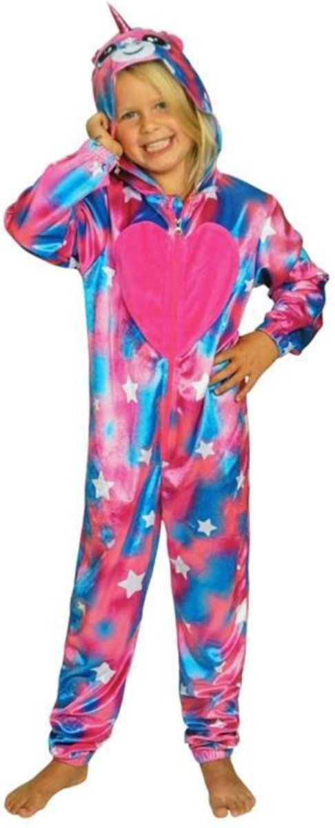 Unicorn Onesie - Maat 98/104 - Eenhoorn verkleedkleding - Carnavalskleding Kinderen - Themafeest - Verkleed Kleding - Eenhoorn Pak - Roze Huispak - Pyama - Unicorn kleding - Unicorn Kostuum