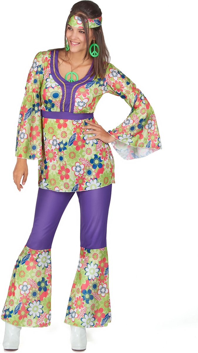 VEGAOO - Bloemen hippie outfit voor dames - One Size