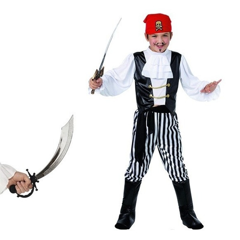 Verkleed piraten outfit voor kinderen maat S met zwaard XS -