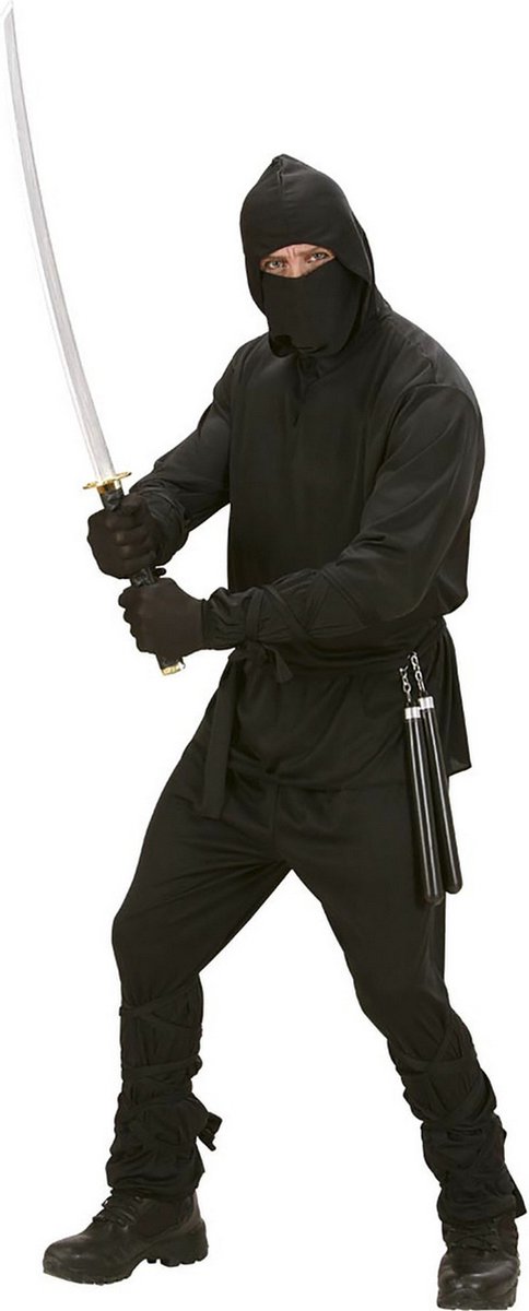 Widmann - Ninja & Samurai Kostuum - Fast Zwart Ninja Tokyo Kostuum Man - Zwart - Small - Carnavalskleding - Verkleedkleding