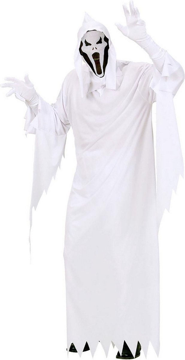 Widmann - Spook & Skelet Kostuum - Spook Wit White Ghost Kostuum Man - Wit / Beige - Small - Halloween - Verkleedkleding