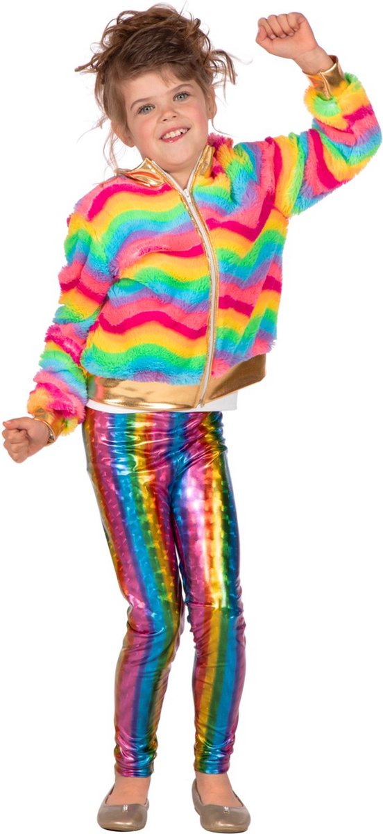 Wilbers & Wilbers - Feesten & Gelegenheden Kostuum - Legging Festival Rainbow - - Maat 128 - Carnavalskleding - Verkleedkleding