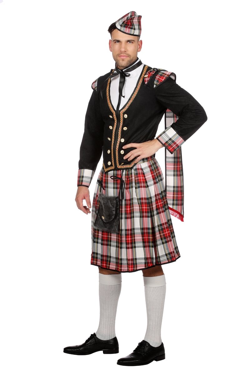 Wilbers & Wilbers - Landen Thema Kostuum - Schot Duncan Mctartan - Man - Rood, Zwart - Maat 50 - Carnavalskleding - Verkleedkleding