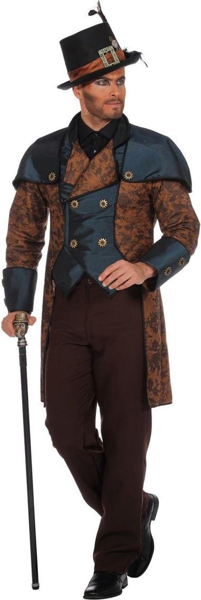 Wilbers & Wilbers - Steampunk Kostuum - Steampunk Jas Industrieel - Man - Bruin - Maat 56 - Carnavalskleding - Verkleedkleding