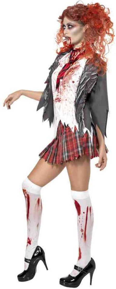 Zombie schoolmeisje kostuum Halloween outfit - Verkleedkleding - Medium