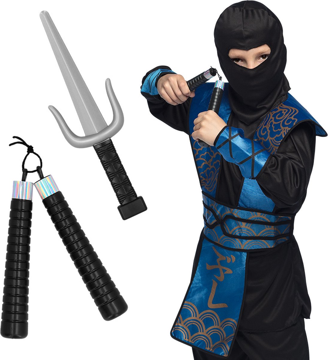 Boland - Set 2 Ninja wapens - Sai + nunchucks - Ninja's - Carnaval - Themafeest