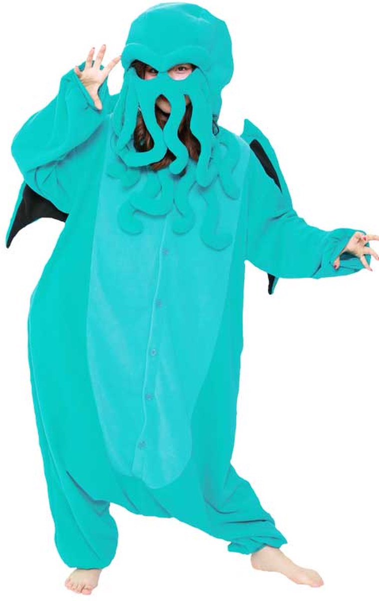 Cthulhu Onesie Pak Kostuum Outfit Huispak Jumpsuit Verkleedpak - Premium Verkleedkleding - Halloween & Carnaval - SAZAC - Kinderen & Volwassenen - Maat XL voor Lichaamslengte (175-195 cm)