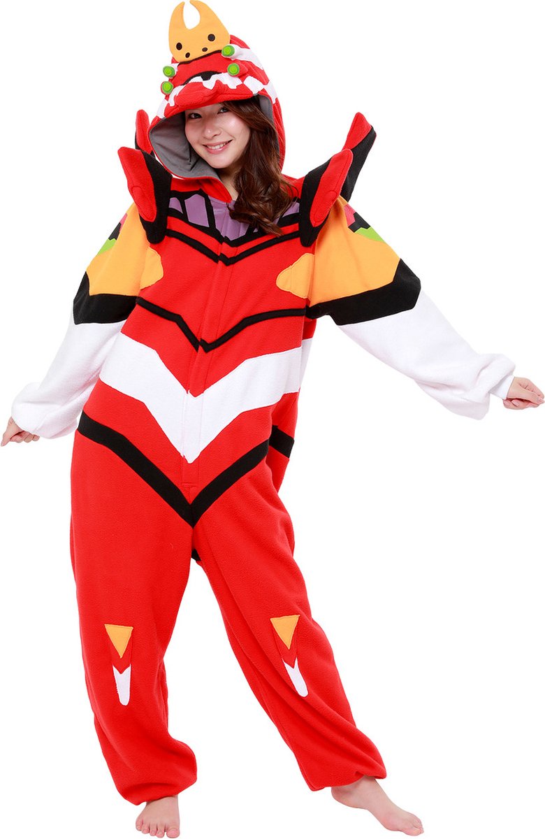 Evangelion (EVA 02 Rood) Onesie Pak Kostuum Outfit Huispak Jumpsuit Verkleedpak - Premium Verkleedkleding - Halloween & Carnaval - SAZAC - Kinderen & Volwassenen - Maat Onesize voor Lichaamslengte (155-182 cm)