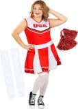 FUNIDELIA Cheerleader Kostuum met pompoms en kousen voor dames - Maat: 3XL