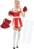 FUNIDELIA Cheerleader Kostuum met pompoms en kousen voor dames - Maat: L