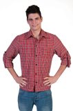 Funny Fashion - Cowboy & Cowgirl Kostuum - Ranger Cowboy Shirt Man - Rood - Maat 56-58 - Carnavalskleding - Verkleedkleding