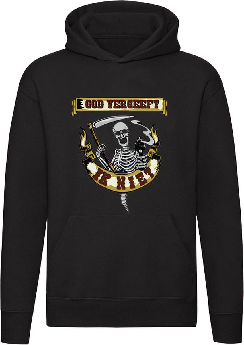 God vergeeft, ik niet! Hoodie - halloween - horror - gothic - duivel - skelet - botten - unisex - trui - sweater - capuchon