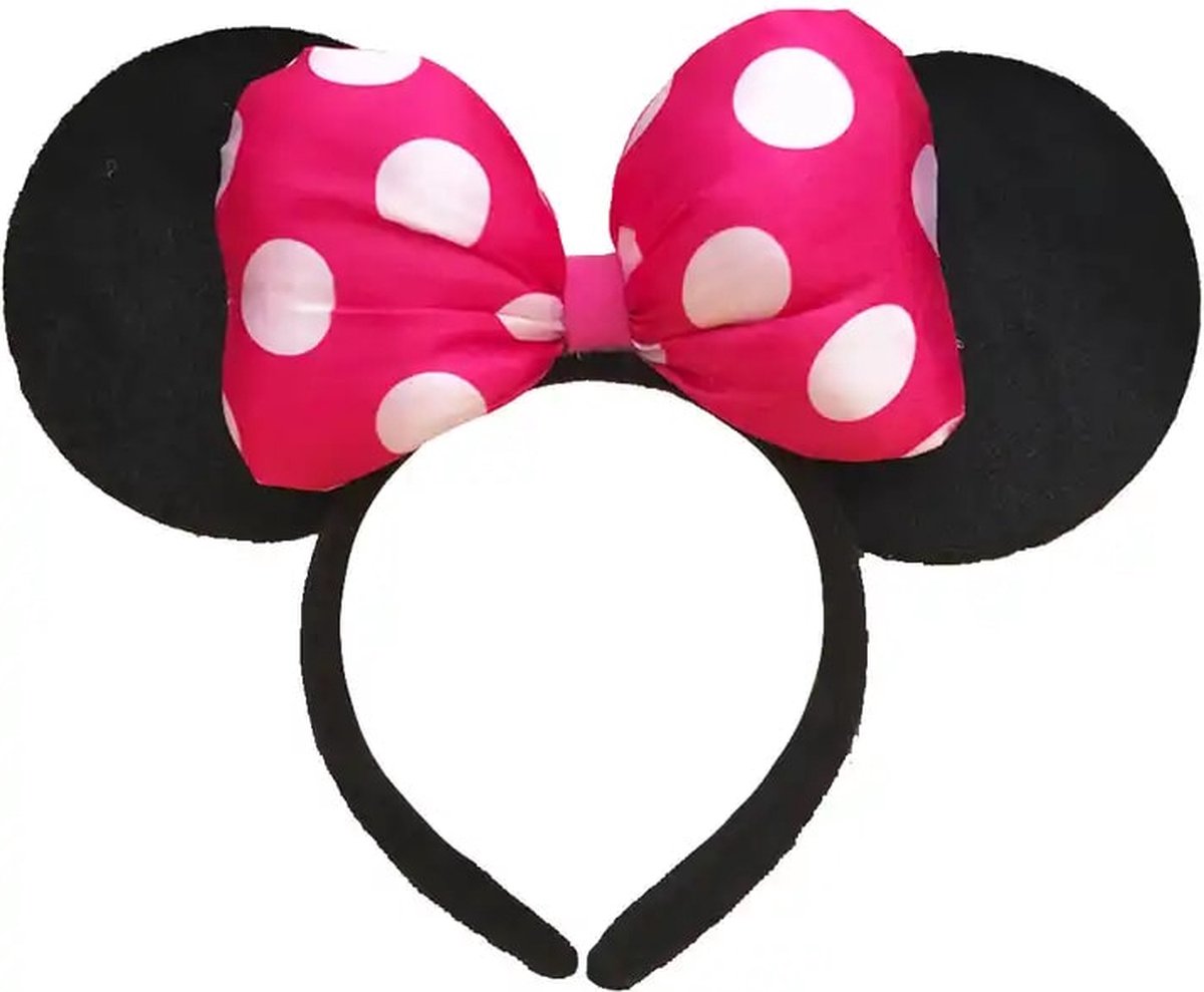 Grote strik Minnie Mouse oren - fuchsia stip