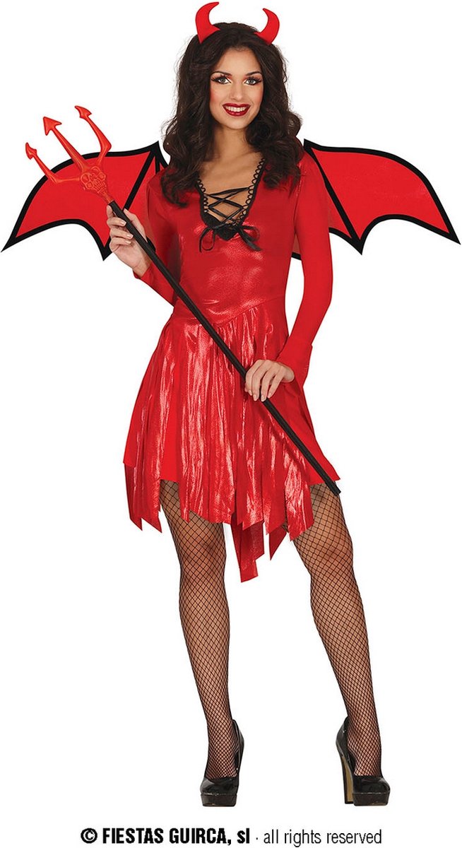 Guirca - Duivel Kostuum - Devil Of Lust - Vrouw - Rood - Maat 42-44 - Halloween - Verkleedkleding