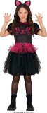 Guirca - Poes & Kat Kostuum - Zwarte Bijgelovige Kat - Meisje - Roze, Zwart - 7 - 9 jaar - Halloween - Verkleedkleding