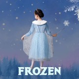 La Soie Elsa Princess Jurk | Elsa jurk deluxe met bontkraag cape + kroon + magische staf | Frozen Princess Dress | Kinder cadeau | Meisjes jurk | Verkleed kleding | Prinsessen kleding | Verjaardag | Carnavalskleding kinderen | Feestkleding | 100cm