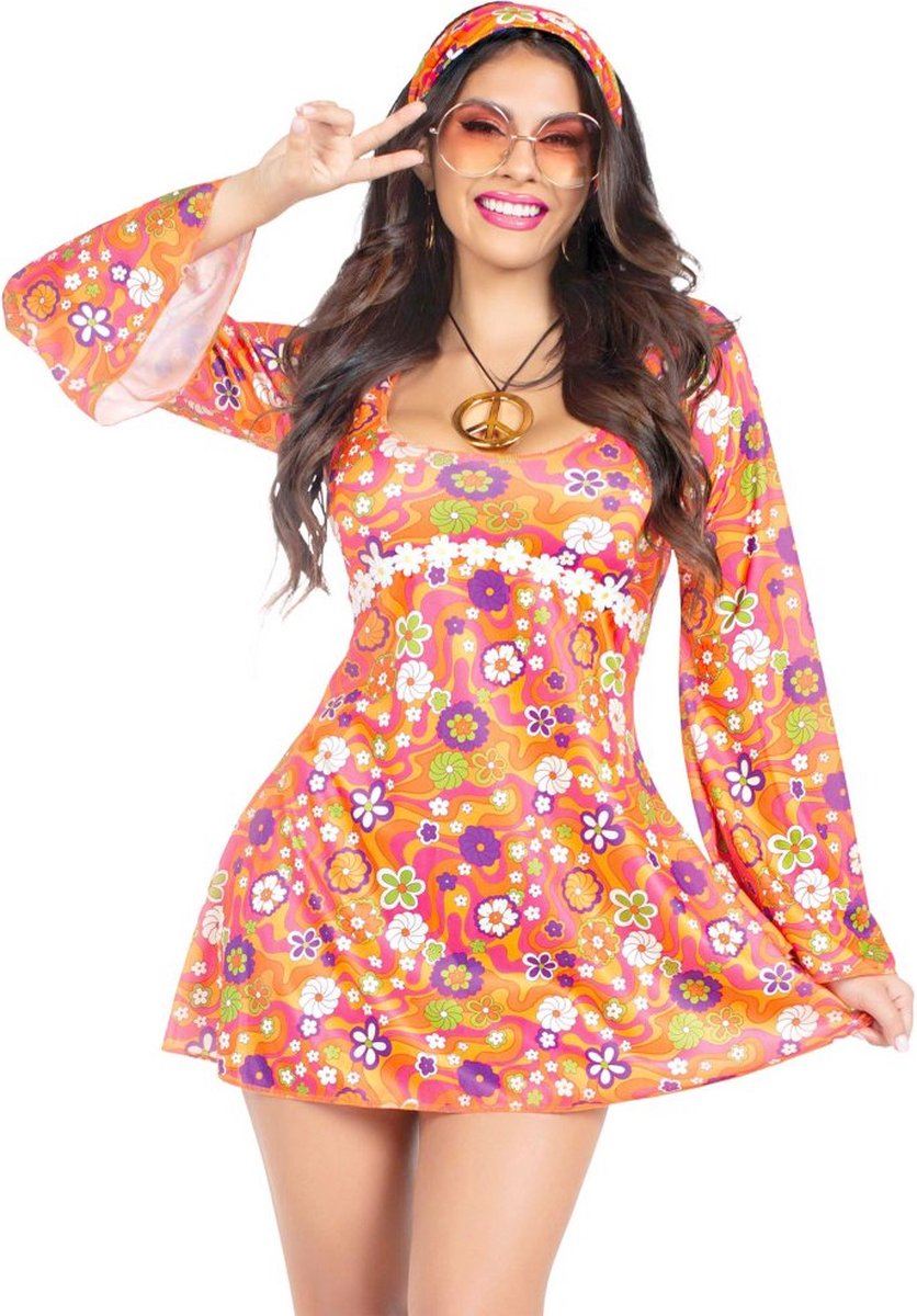 Leg Avenue - Hippie Chick Kostuum - M/L - Oranje