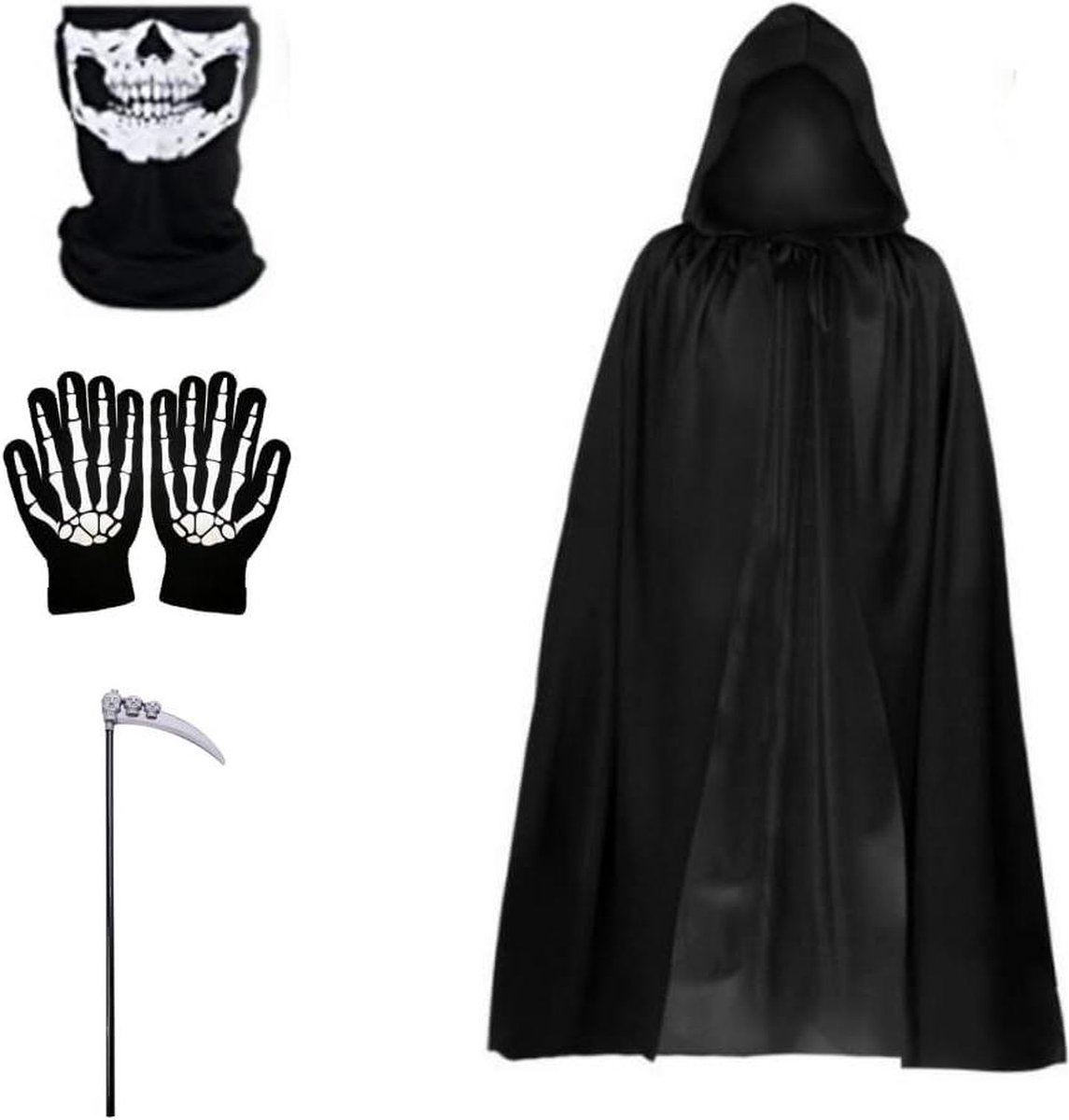 Mysterieuze Horror Kostuums - Reaper voor Halloween Dress Up - Dood Kostuums Hooded Cape Handschoenen Scythe