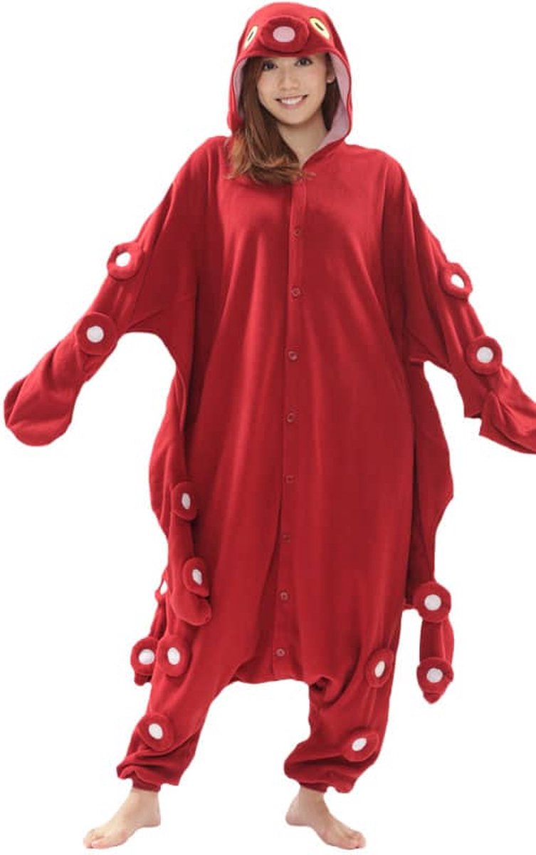 Octopus Onesie Pak Kostuum Outfit Huispak Jumpsuit Verkleedpak - Premium Verkleedkleding - Halloween & Carnaval - SAZAC - Kinderen & Volwassenen - Maat Onesize voor Lichaamslengte (155-182 cm)