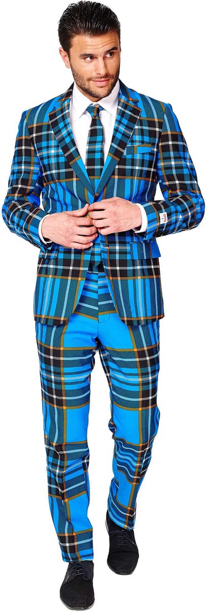 OppoSuits | Braveheart | Mannen Kostuum | Blauw | Carnaval | Maat 46