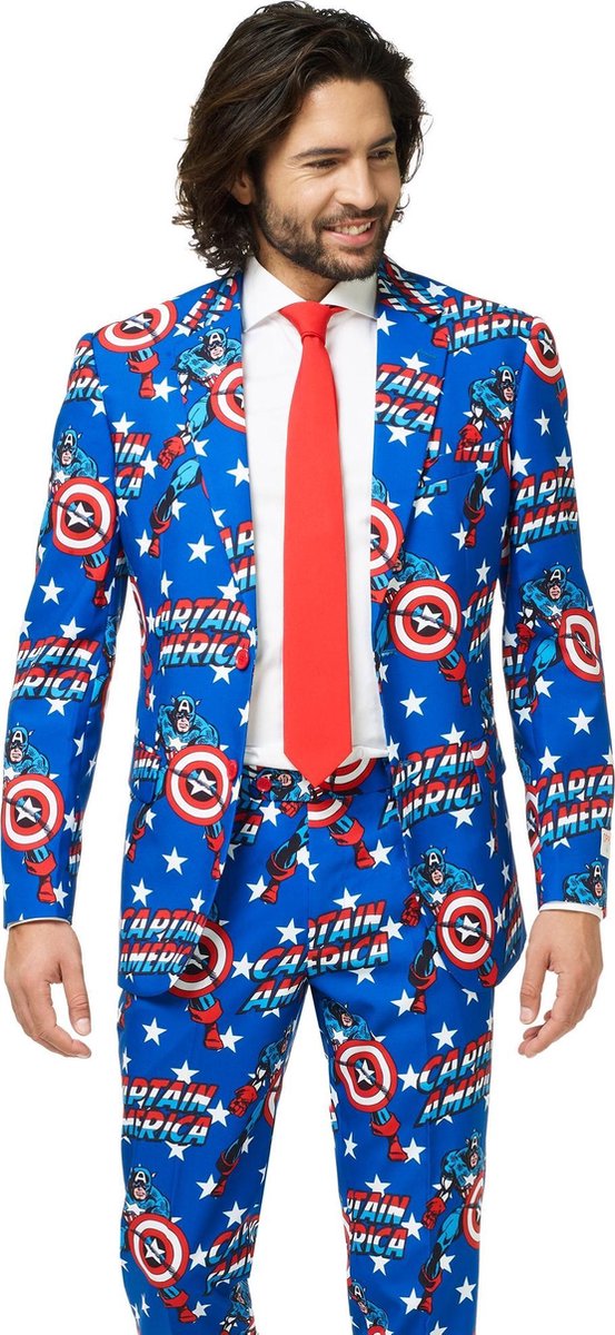 OppoSuits Captain Americaª - Mannen Kostuum - Blauw - Carnaval - Maat 60