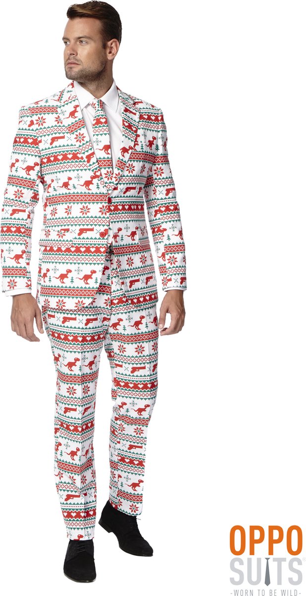 OppoSuits Gangstaclaus - Mannen Kostuum - Wit - Kerst - Maat 46