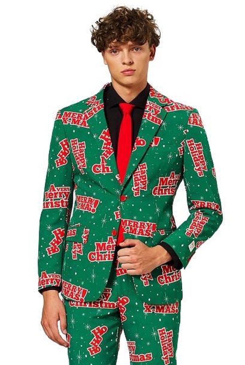 OppoSuits Happy Holidude - Mannen Kostuum - Groen - Kerst - Maat 48