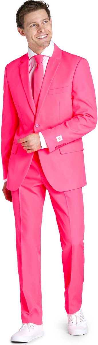 OppoSuits Neon Pink Power - Heren Pak - Neon Roze - Maat 46