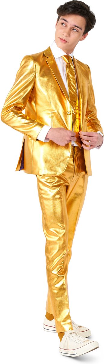 OppoSuits TEEN BOYS Groovy Gold - Tiener Pak - Gouden Pak - Goud - Maat EU 134/140