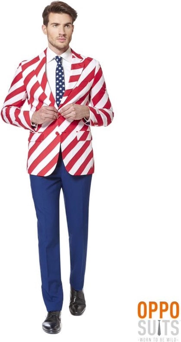 OppoSuits United Stripes - Mannen Zomer Kostuum - Gekleurd - Feest - Maat 58