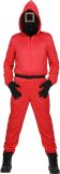 Squid Game Pak | Squid Game Manager Vierkant Square Rood Met Stoffen Masker Kostuum | XXL | Carnaval kostuum | Verkleedkleding