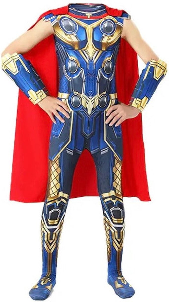 Superheldendroom - Thor met cape - 146/152 (10/11 Jaar) - Verkleedkleding - Superheldenpak