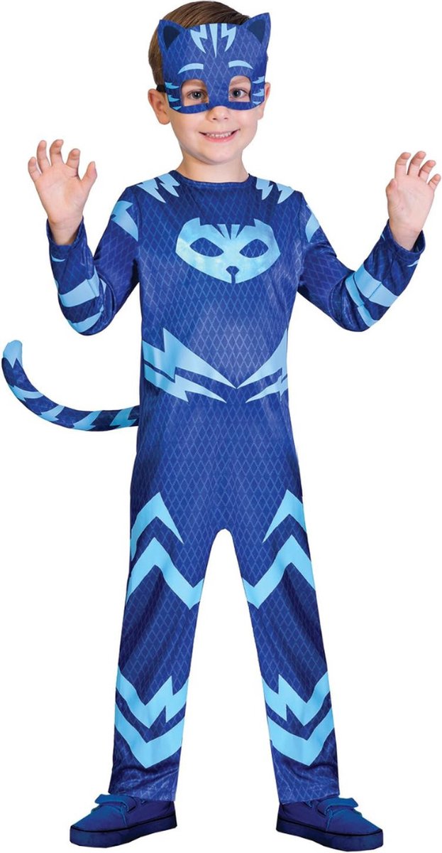 Verkleedkleding Kind - Transformeer in een Superheld: Catboy Kostuum voor Jongens (7-8 jaar)