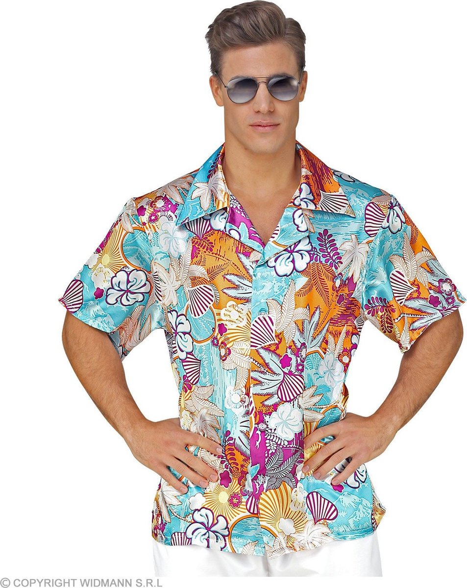 Widmann - Hawaii & Carribean & Tropisch Kostuum - Hawaii Shirt Koele Magnum Man - Multicolor - Medium - Carnavalskleding - Verkleedkleding