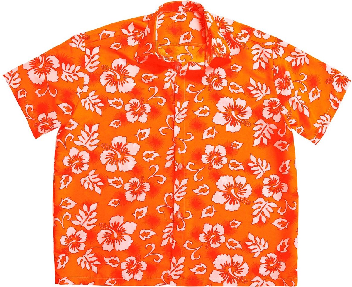 Widmann - Hawaii & Carribean & Tropisch Kostuum - Hawaii Shirt Oranje Man - Oranje - XXL - Carnavalskleding - Verkleedkleding