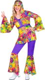 Widmann - Hippie Kostuum - Groovy Peace And Love Hippie Jaren 60 Style - Vrouw - Geel, Paars - Large - Carnavalskleding - Verkleedkleding