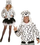 Widmann - Hond & Dalmatier Kostuum - Grappige Hoodie, Dalmatier Kostuum - Zwart / Wit - Small / Medium - Carnavalskleding - Verkleedkleding