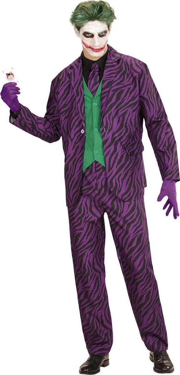 Widmann - Joker Kostuum - Classy Joker - Man - Paars - Small - Halloween - Verkleedkleding