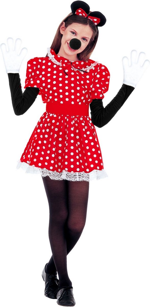 Widmann - Mickey & Minnie Mouse Kostuum - Stijlvolle Muis - Meisje - Rood - Maat 140 - Carnavalskleding - Verkleedkleding