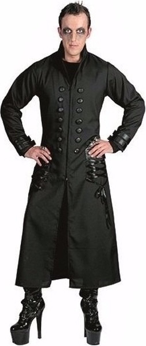 Zwarte gothic/vampier jas verkleedkleding voor heren L/XL