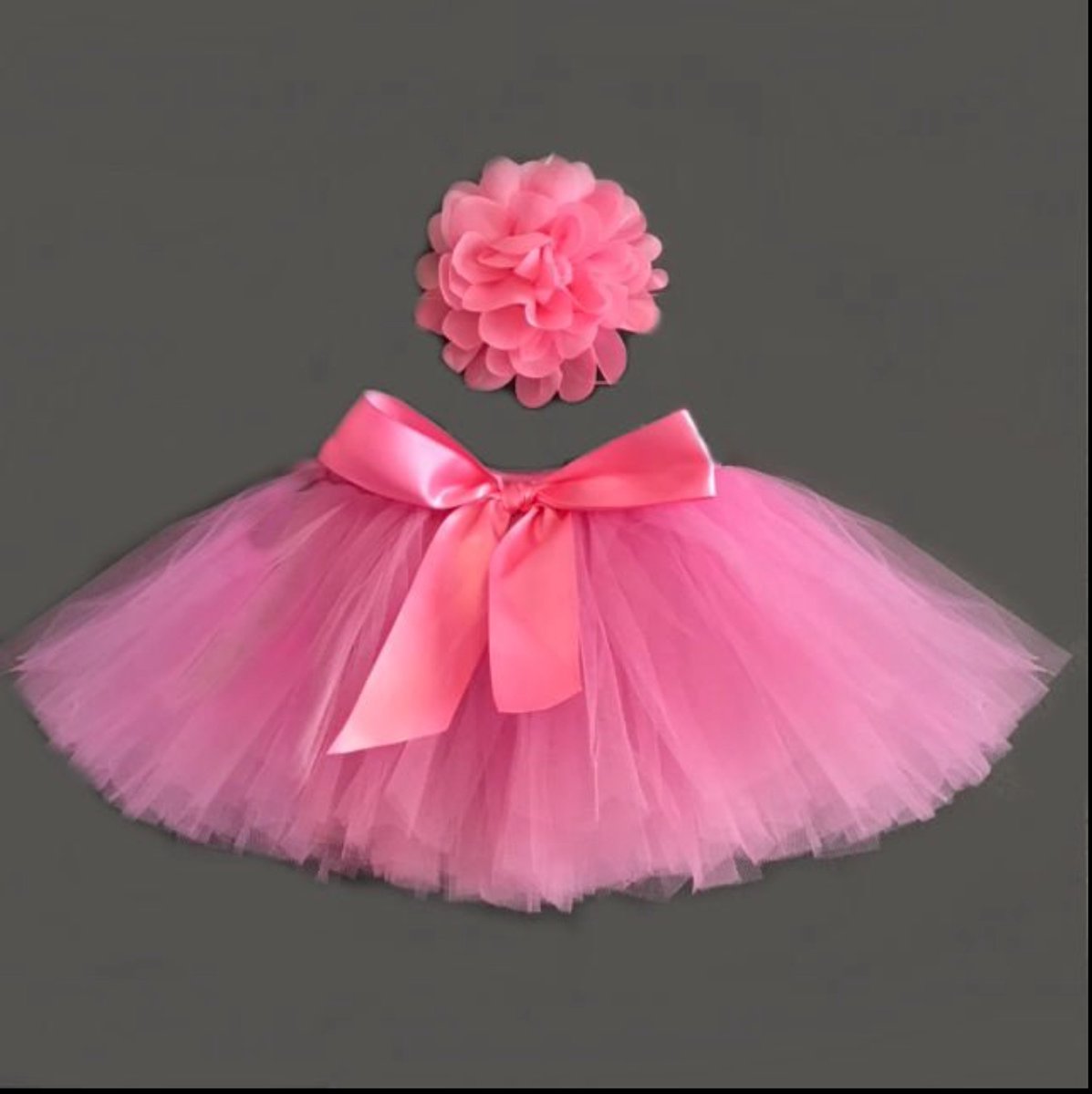 tutu set - donker roze baby 0-6 maanden