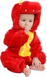 BoefieBoef Dieren Baby Onesie Peuter Pyjama Kinderen 6 maanden tot 2 jaar - Kerst - Verkleedpak met Luierrits - Voor Carnaval, Halloween, Kraamcadeau - Flanel - Romper - Boxpak - Jongens - Meisjes - Kruippak - Winterpak - Dinosaurus - Rood Geel