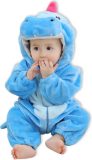 BoefieBoef Dieren Baby Onesie Peuter Pyjama Kinderen 6 maanden tot 2 jaar - Kerst - Verkleedpak met Luierrits - Voor Carnaval, Halloween, Kraamcadeau - Flanel - Romper - Boxpak - Jongens - Meisjes - Kruippak - Winterpak - Dinosaurus - Licht Blauw