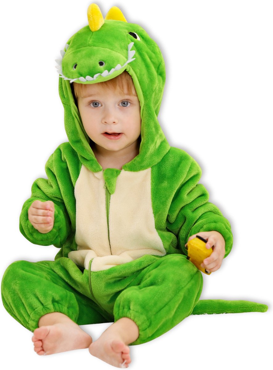 BoefieBoef Dieren Baby Onesie Peuter Pyjama Kinderen 6 maanden tot 2 jaar - Kerst - Verkleedpak met Luierrits - Voor Carnaval, Halloween, Kraamcadeau - Flanel - Romper - Boxpak - Jongens - Meisjes - Kruippak - Winterpak - Alligator - groen - krokodil