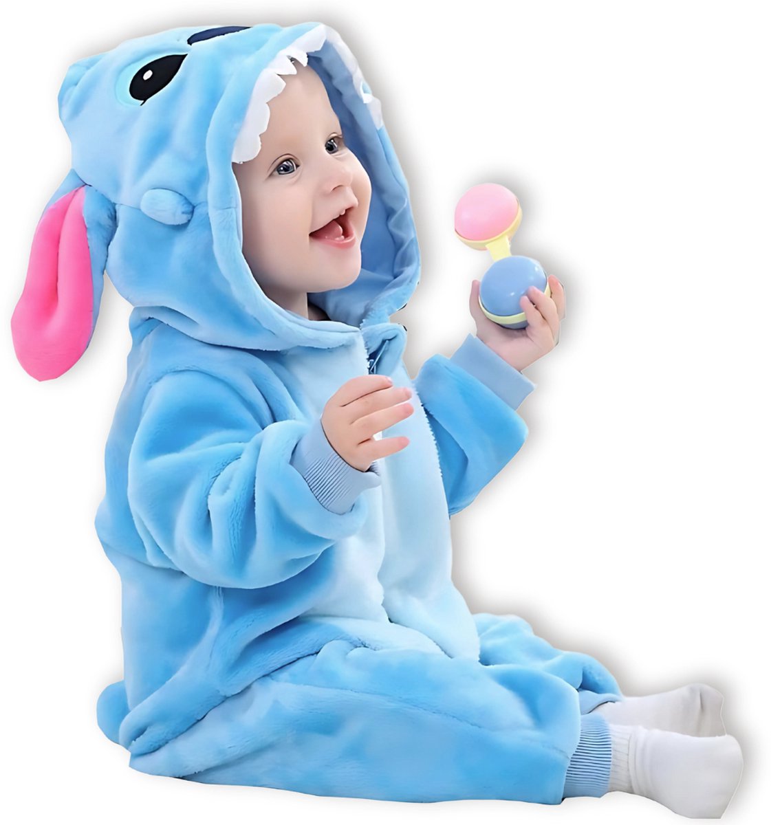 BoefieBoef Dieren Kleuter Onesie Peuter Pyjama Kinderen 2 tot 4 jaar - Verkleedpak met Luierrits - Voor Carnaval Halloween - Cadeau tip - Superzacht Flanel - Baby Romper - Boxpak - Jongens - Meisjes - Kruippak - Winterpak - Stitch Blauw Muis