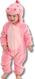 BoefieBoef Dieren Kleuter Onesie Peuter Pyjama Kinderen 2 tot 4 jaar - Verkleedpak met Luierrits - Voor Carnaval Halloween - Cadeau tip - Superzacht Flanel - Baby Kerst - Boxpak - Jongen - Meisje - Kruippak - Winterpak - Dinosaurus - roze